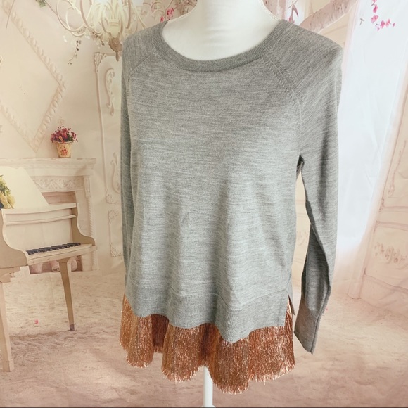 J Crew Crew Layered Lame Fringe Sweatshirt - Picture 5 of 12